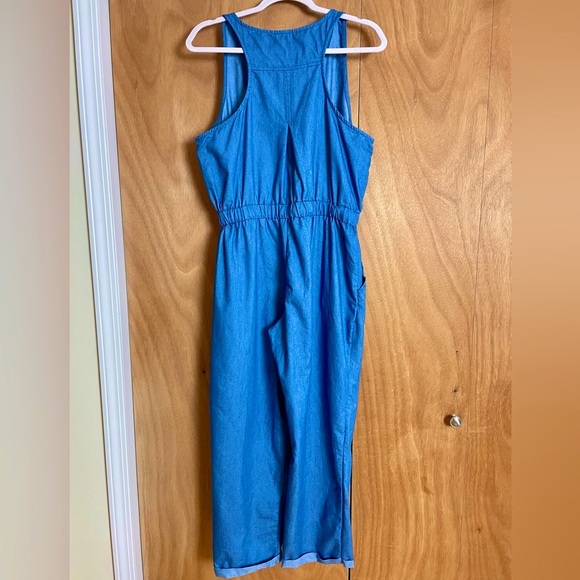 Blue Denim Cinch Waist Jumpsuit - Picture 5 of 6